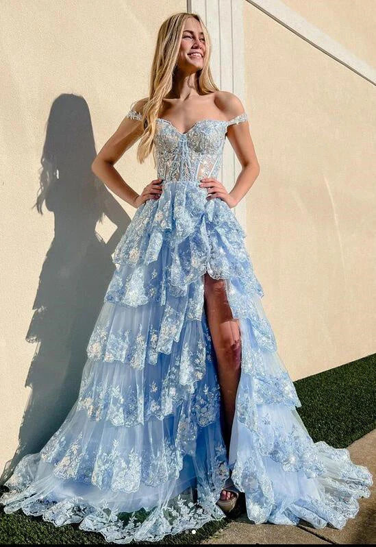 Wholesale Sparkly Sweetheart Long Graduation School Dresses Evening Party Gown with Slit